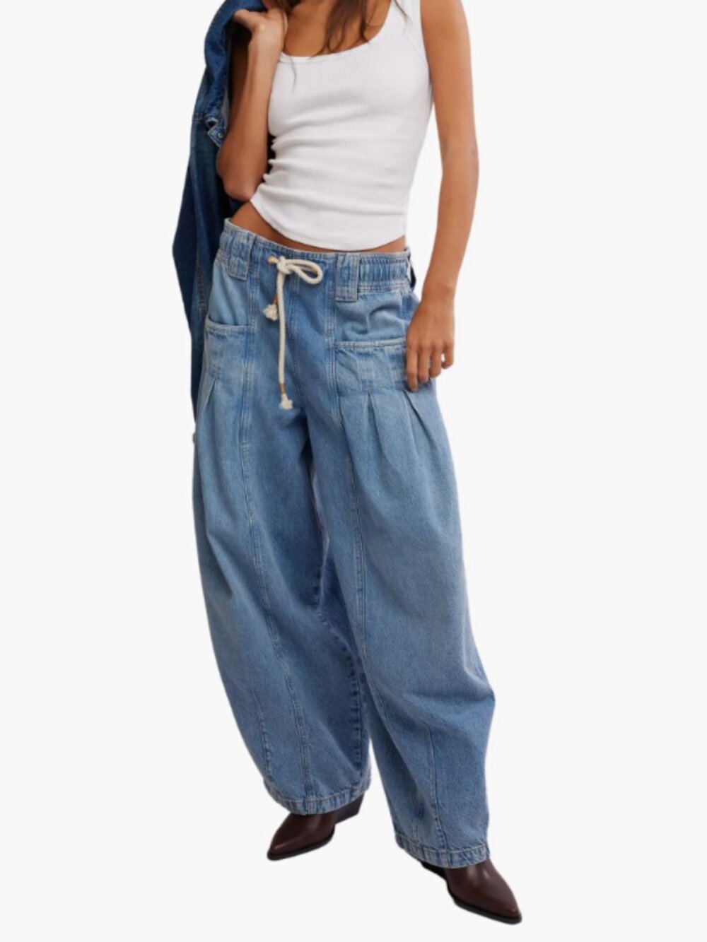 Free People Margo Barrel Pull-On Jeans | We The Free - Picture 2 of 7